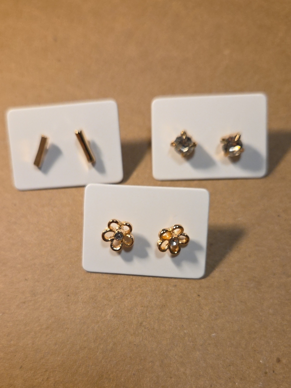 Gold Floral and Geometric Stud Earring Set - Women Jewelry